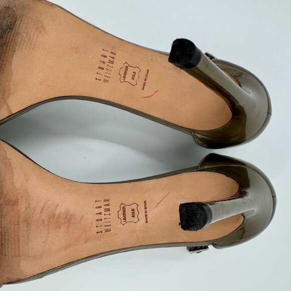 Stuart Weitzman Iconic Nudistsong Ankle Metallic Leather Strappy High Heel Sanda - Picture 7 of 10